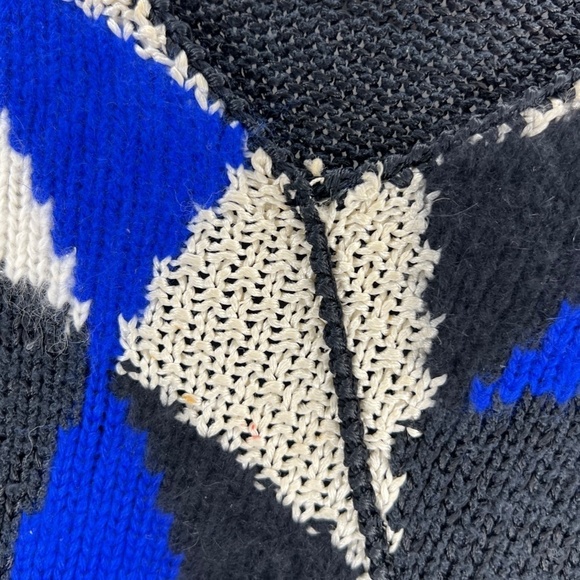 VTG Christine Phillipe Blue Black White Geometric Sweater - Picture 6 of 6